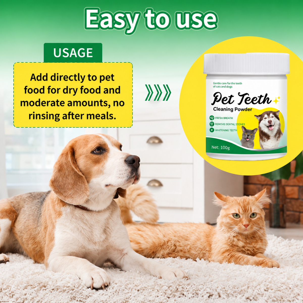 Beef Flavor Pet Dental Powder Daily Oral Care Added to Food