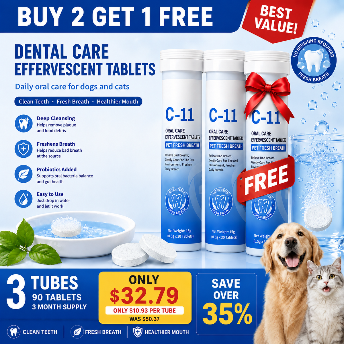 No Brushing. No Struggling. Just Cleaner Teeth With Their Daily Water.